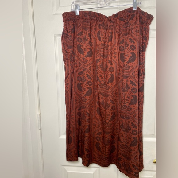 Disturbia Annabel Raven Print Split Front Midi Skirt Goth Moth Rust US 16 NWT - Picture 5 of 8